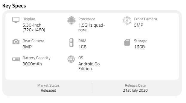 Samsung Galaxy A01 specs